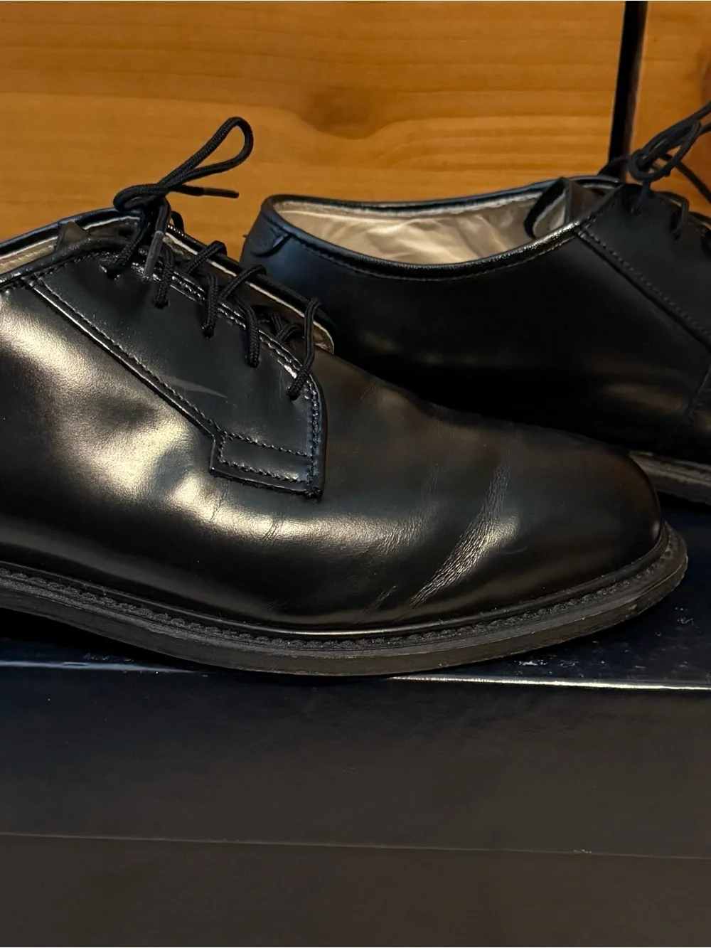 Bates Black U.S. Navy Premier Leather Lace-Up Oxfords